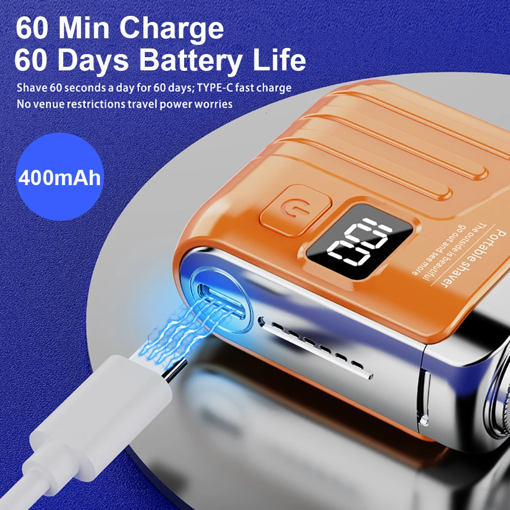 Electric Shaver Men Beard Trimmer Wet Dry Use Dual Blades Razor USB Rechargeable Mini Portable Face For Home Travel 260112