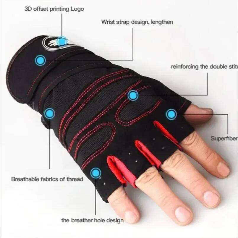 Fitness Half Finger Gloves Men And Women Wrist Guard Sports Dumbbell Riding Non Slip Horizontal Bar Exercise Training Y260115