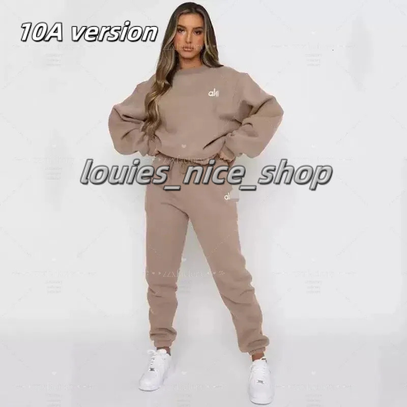 2026 AAA Alosweater Set Loose Long Sleeved Round Neck Top Gym Sweatwear Unisex Casual Sweat Tops Alopuffer Jacket Longsleeved Round Neck Yoga Gym Sets 67f