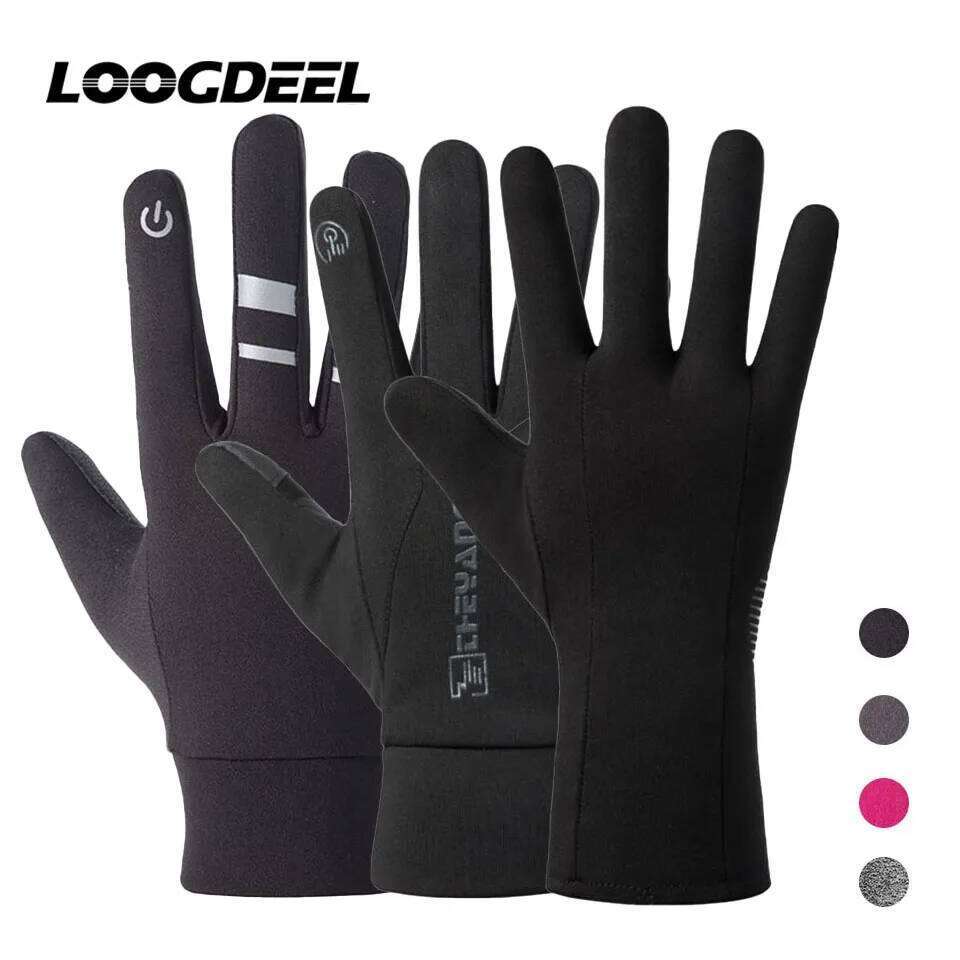 LOOGDEEL Running Winter Full Finger Comfortable Soft Warm Anti-slip Wear-sisting Men Women Sports Jogging Gloves Y260115