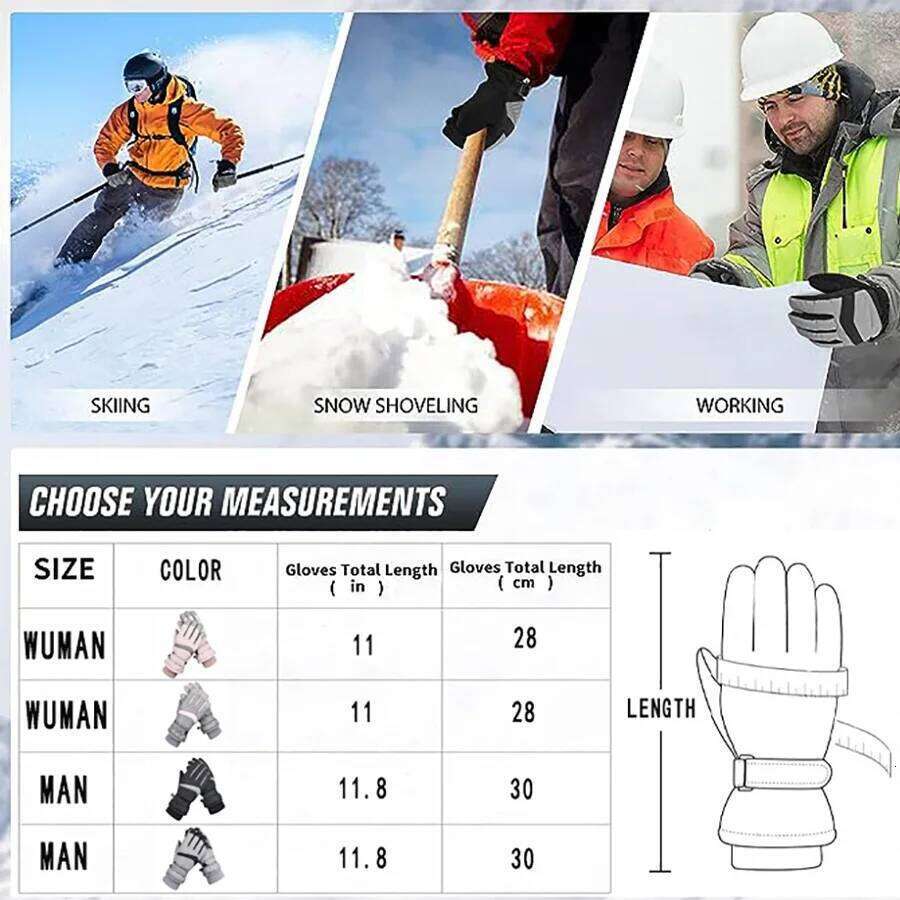 1Pair Ski Gloves Waterproof &Windproof-Thickened Warm&Snowboard&Touch Screen&Cycling&Workout&Outdoor Winter Y260115