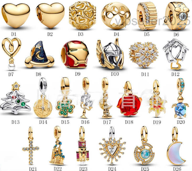 Luxury classic brand flower designer component charms for snake chain bracelet bangle silver gold love heart cross jewelry findings charm components