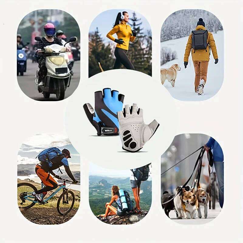 1 Pair Road Bike Riding Half-Finger Gloves Breathable High-Elasticity, Knit Fabric for Outdoor Sports, Cycling, Travel, Hiking Y260115