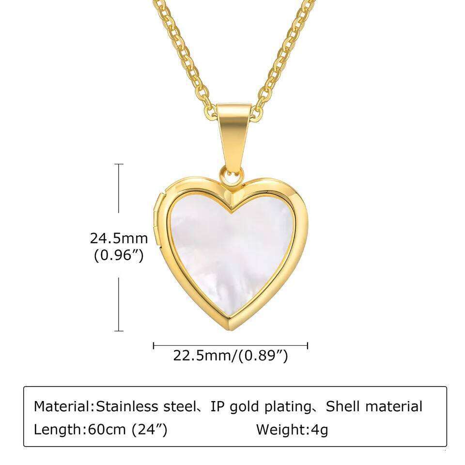 Vnox Women Locket Necklaces Openable Heart Pendants Stainless Steel Shell Photo Frame Necklace hongyi