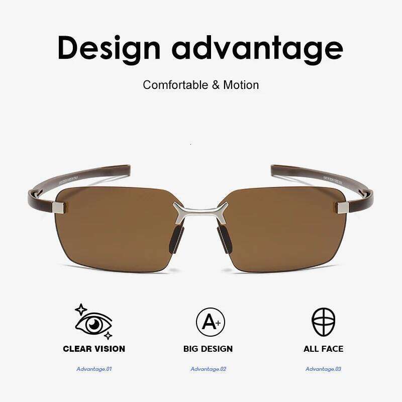 TAG hezekiah Outdoor Sunglass men Ultra Light Pure Titanium Rimless Sunglasses UV400 Protection TH40005U 26H0116