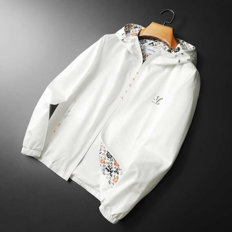 26ss Europe Station Spring New Men's Casual Printed Hooded Jacket Plus Size Korean Version Slim Fit Patchwork Coat Trendy