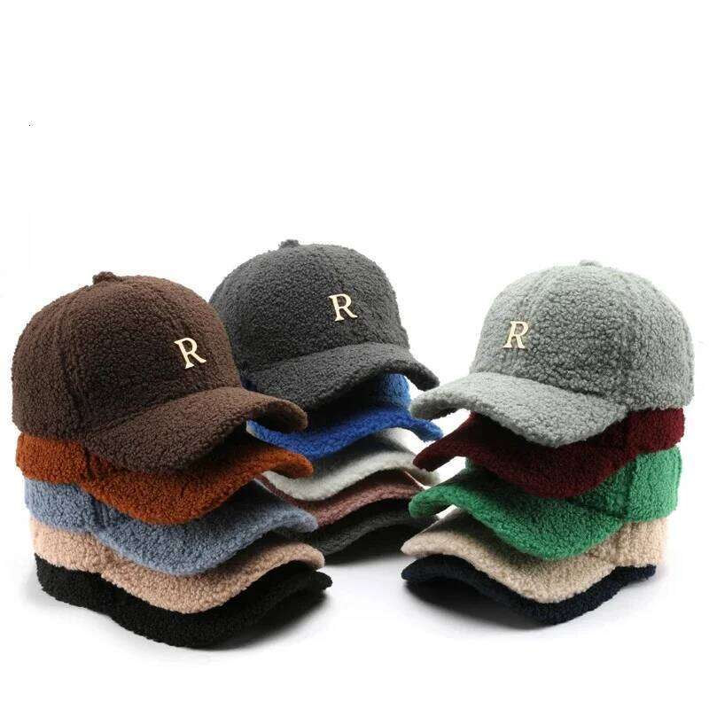 Winter Green Lambswool Baseball Caps For Men Brand Warm Women Hat Travel Windproof Face Cap Gold Letter Fashion Hats Gorras Y260115