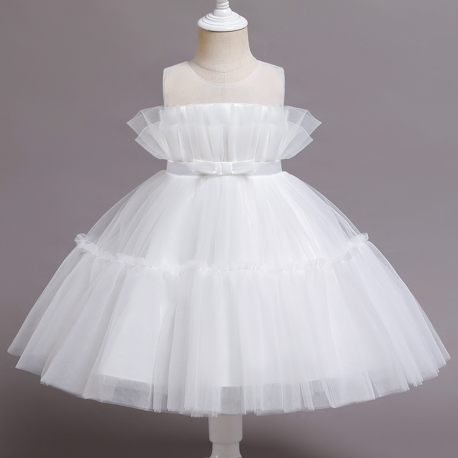 Tutu 1 Year Girl Baby Birthday Dress Kids Baby Clothes First Birthday Christening Tulle Wedding Gown Dresses For Girls Party LJ201221