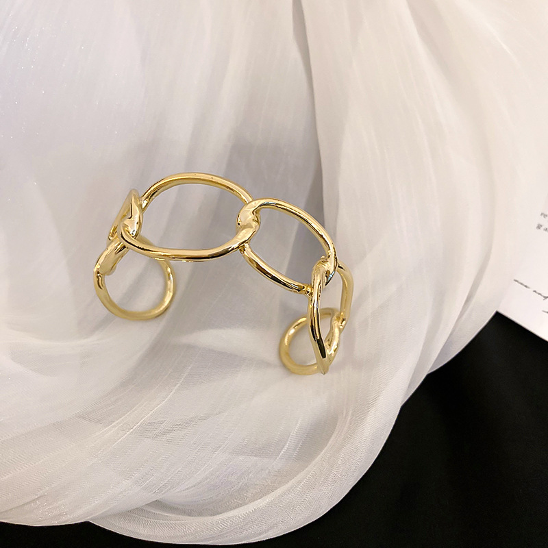 European and American Cross-Border Plain Circle Thick Chain Metal Open 2026 New Style Elegant Bracelet Daily Versatile Women's Jewelry - view 8