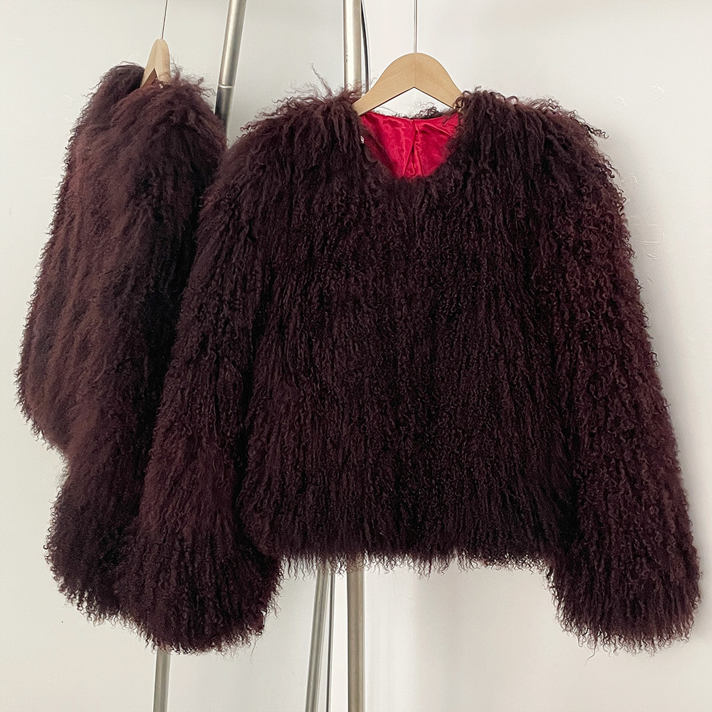 RR2826 Short Cropped wool fur coat Coats For Women V Collar Faux Fur Winter Jackets Ladies Warm Long Sleeve Fake Fur Coats 250825