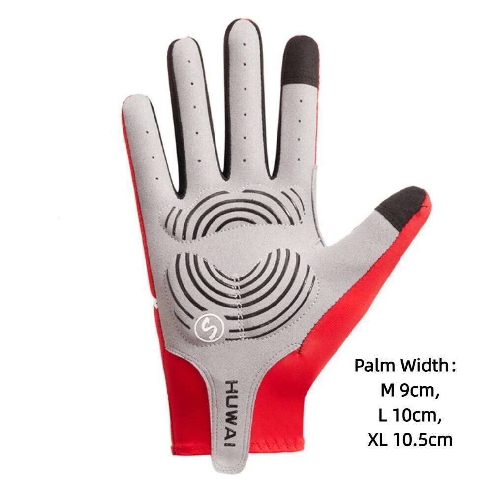New Touch Screen Long Full Fingers Anti-slip Breathable Cycling Red Shockproof Women Men Bicycle Gloves Gel Sports Y260115