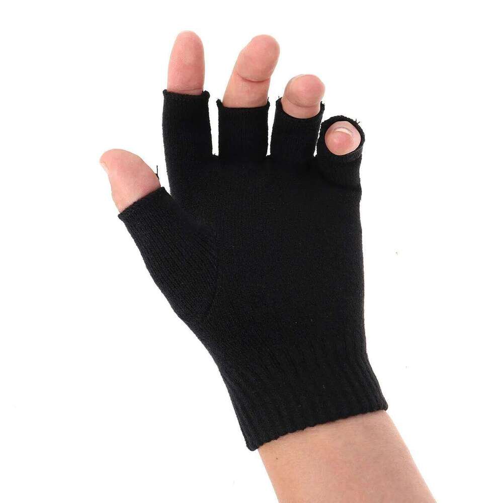 Halloween Hand Bone Cycling Unisex Pattern Knit Gloves Half Finger Glove Y260115
