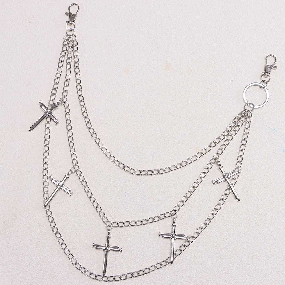 Luxury Brand Designer Jewelry European And American Accessories Fashionable Personality Cross Stud Multi-Layer Pants Chain Versatile Hip-Hop Style Den