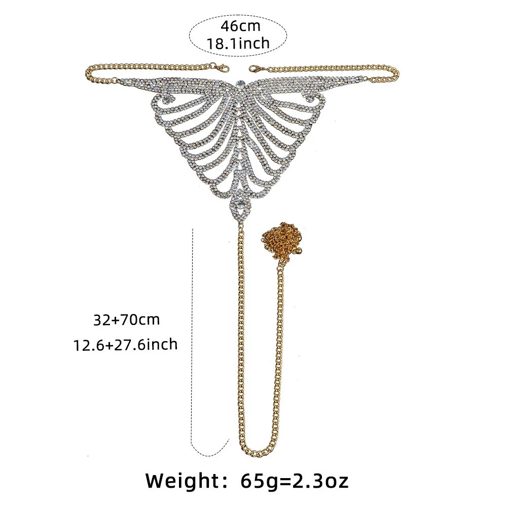 Diamond-encrusted Lingerie Body Chain Sexy Nightclub Rhinestone Chain Bra Thong Set 260109