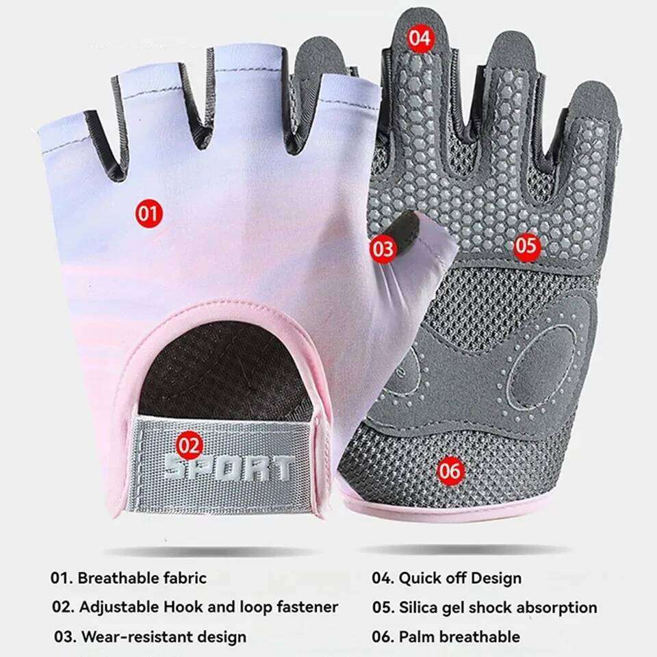 Weightlifting Fitness Gym Equipment Exercise Gloves Half-finger Yoga Spinning Bike Breathable Anti-slip For Women Y260115