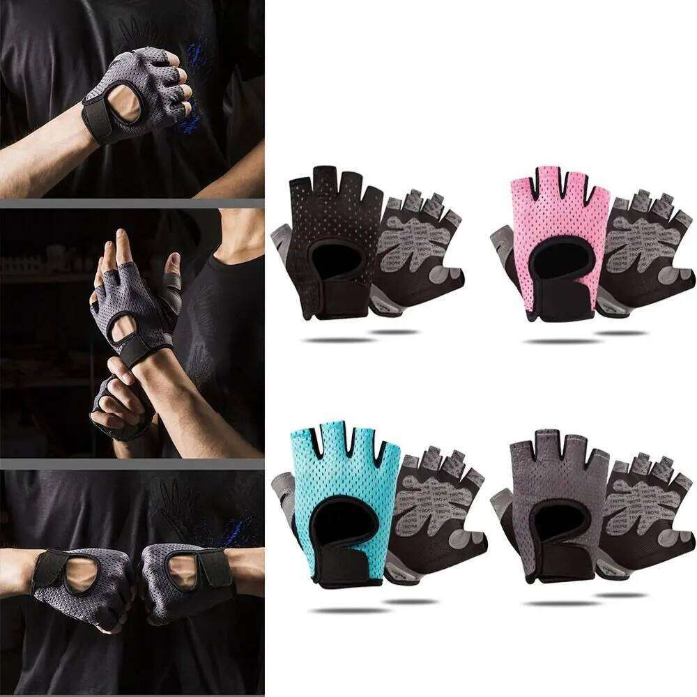 Breathable Weight Lifting Curved Open Back Non-Slip Half Finger Workout Gloves Wearproof Shockproof Y260115