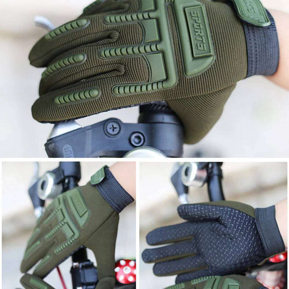 Camouflage Outdoor Cycling Glove for Kids 6-11 Years Boys Sports Climbing Bicycle Anti Slip Full Finger Gloves W18 Y260115