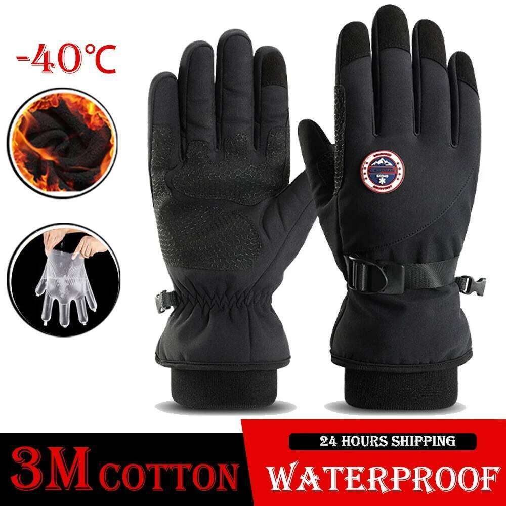 Men's Winter Cycling Gloves Outdoor Sports Waterproof Motorcycle Heated Ski Touch Screen Fleece Women Non-slip Warm Full Finger Y260115