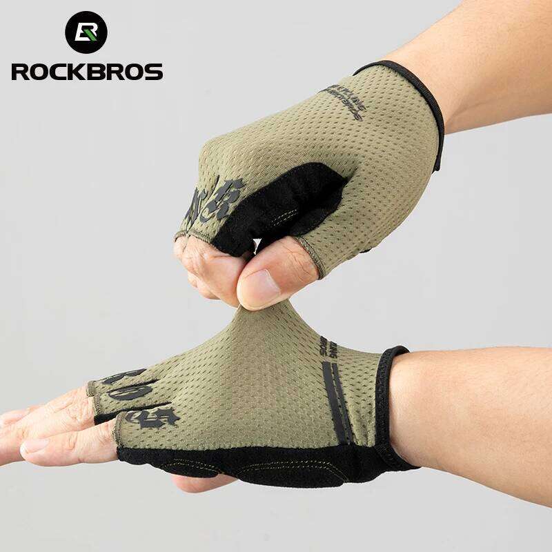 ROCKBROS Half Finger SBR Palm Pads Breathable Anti-shock Cycling High Elasticity Fitness Bicycle Fingerless Gloves Y260115