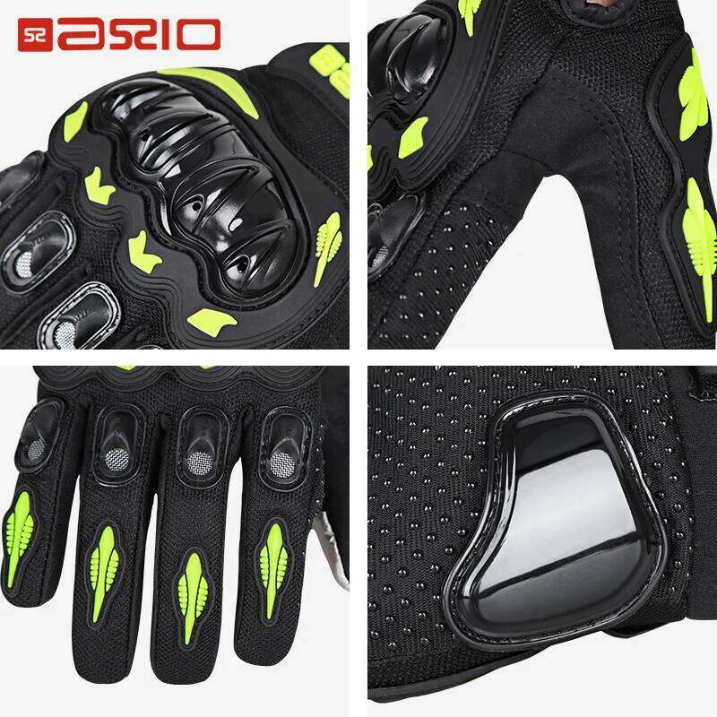 Green Motorcycle Summer Men Women Motocross Breathable Racing Anti-fall Touch Screen Motorbike Bicycle Riding Gloves Y260115