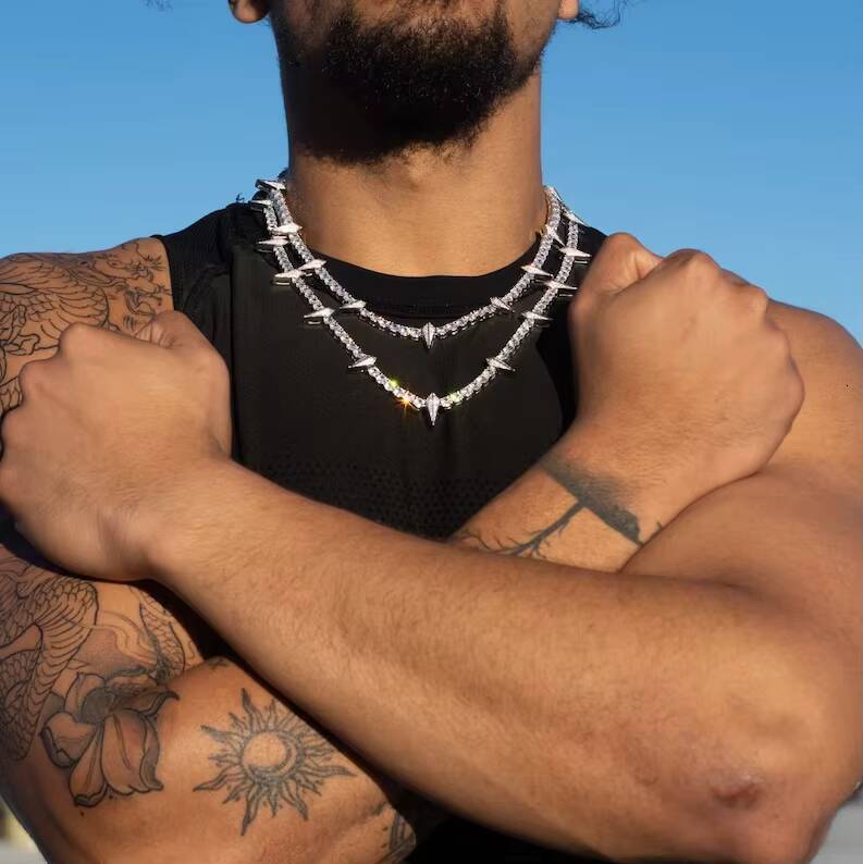Hiphop 925 Sterling Silver VVS Moissanite Chain Wakanda Forever Iced Out 5mm Moissanite Tennis Chain