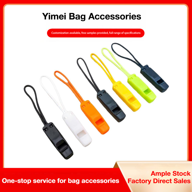 Plastic Emergency Colorful Mini Outdoor Survival High Decibel Whistle Zipper Pull Cord