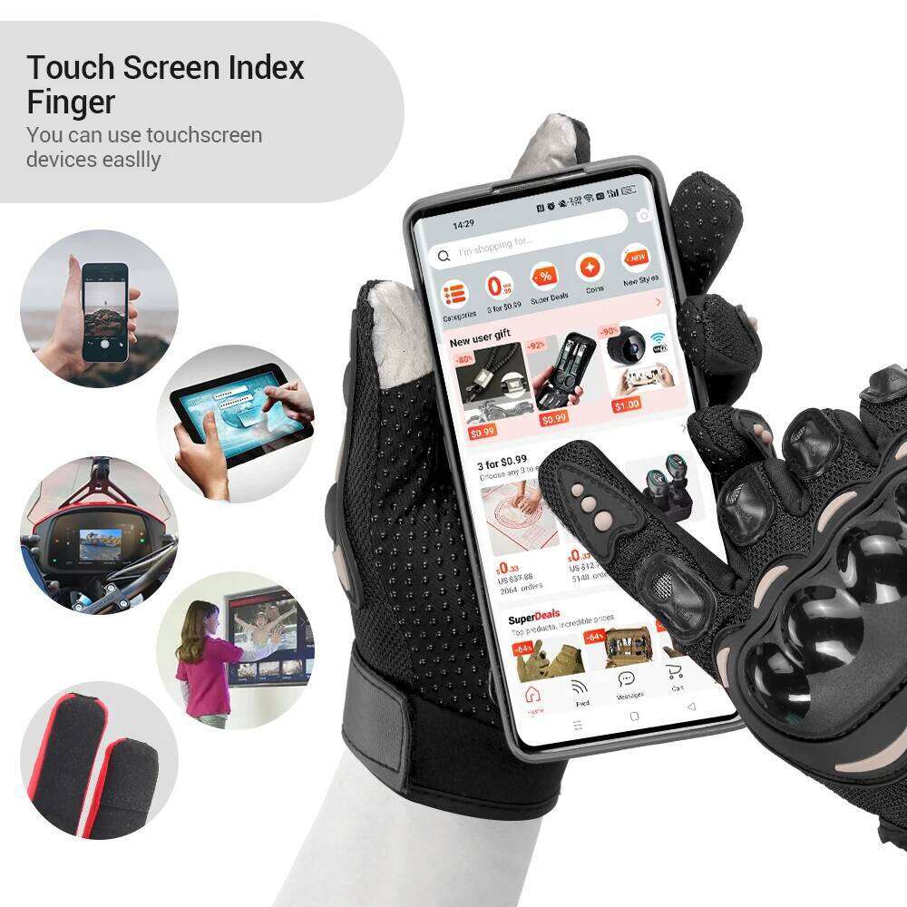 Motorcycle Men Women Touch Screen Outdoor Motocross Non-slip Riding Motorbike Full Finger Gloves Wear-Resistant Y260115
