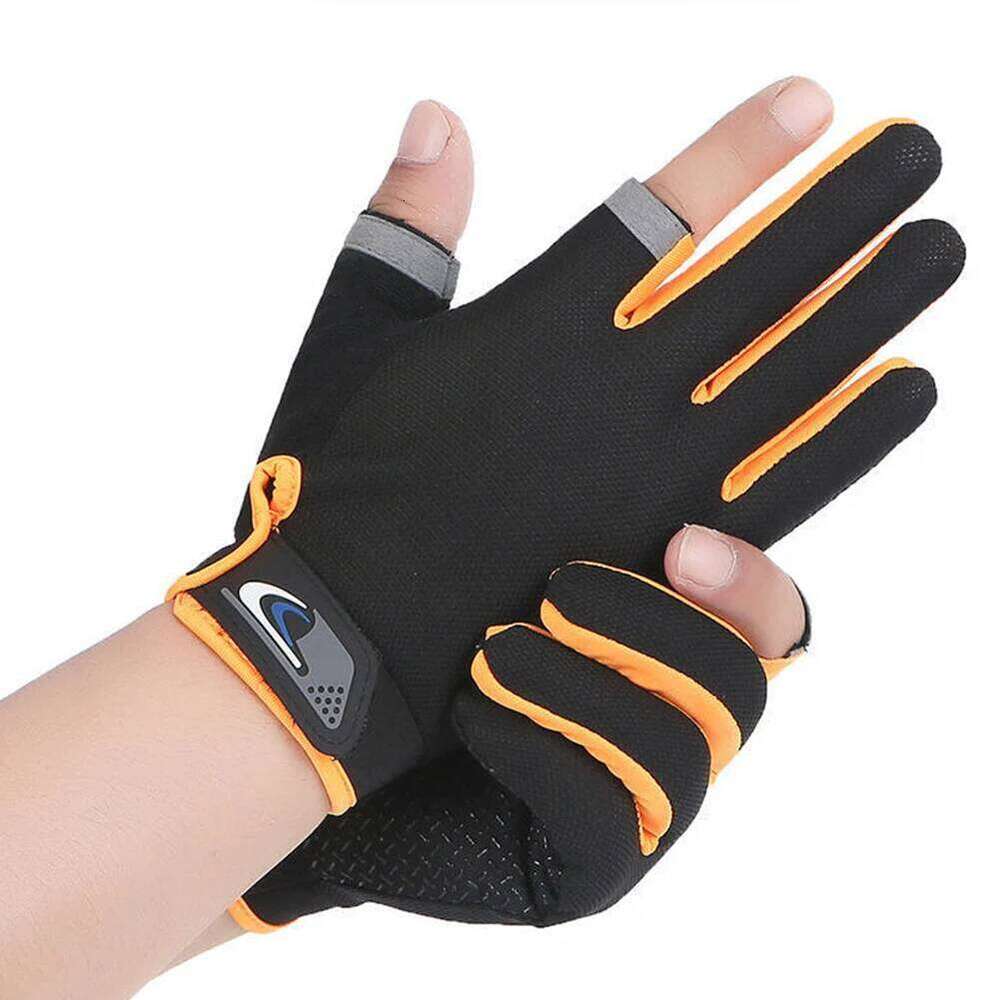 1 Pair Protective Gloves 2 Cut Fingers Fingerless Men Women Anti-slip Fishing Wear Pesca Fitness Cycling Glove Y260115