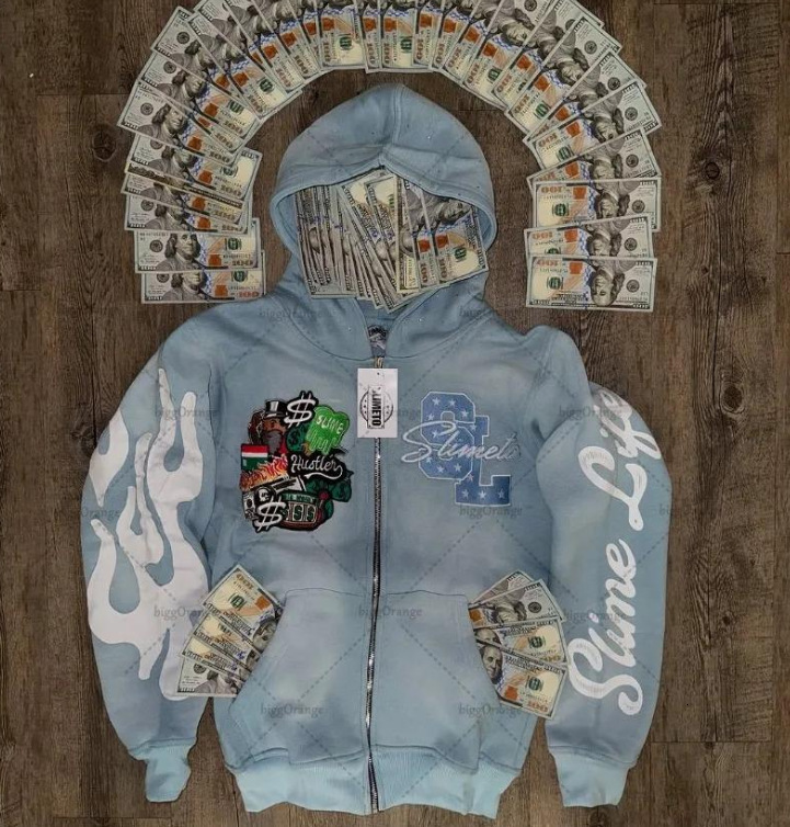 2024 New Trendy Brand Hooded Cardigan Embroidered Street Style Printed Unisex Sweatshirt