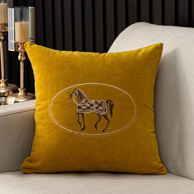 Decorative Square Cushion Chenille Embroidered Soft Plush Pillow for Living Room Couch Home Decor Bedroom Bedding Waist Support Ornament Pillowcase