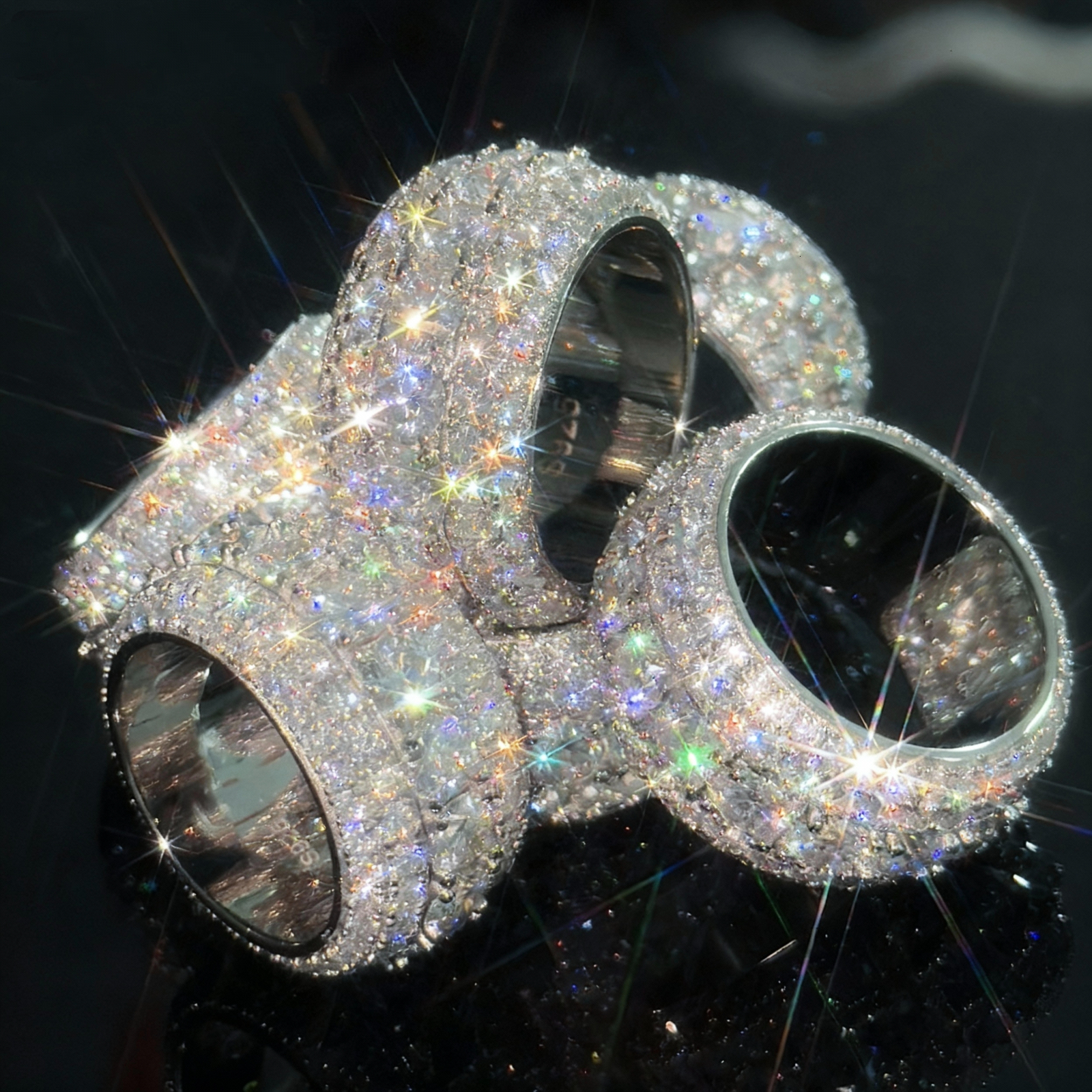 Fashion Design 925 Silver Iced Out Moissanite Diamond Mens Cuban Diamond 18k Gold Plated Ring for Hiphop Life Jewelry