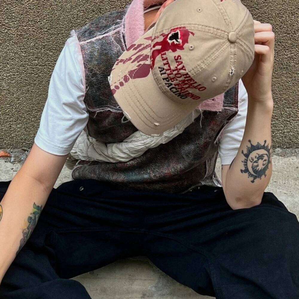 Originales Gorras para hombres3d Embroidery Unique Retro Camo Baseball Hat y2k Hip Hop Punk Holes tie-dye Unisex Peaked Cap Y260115