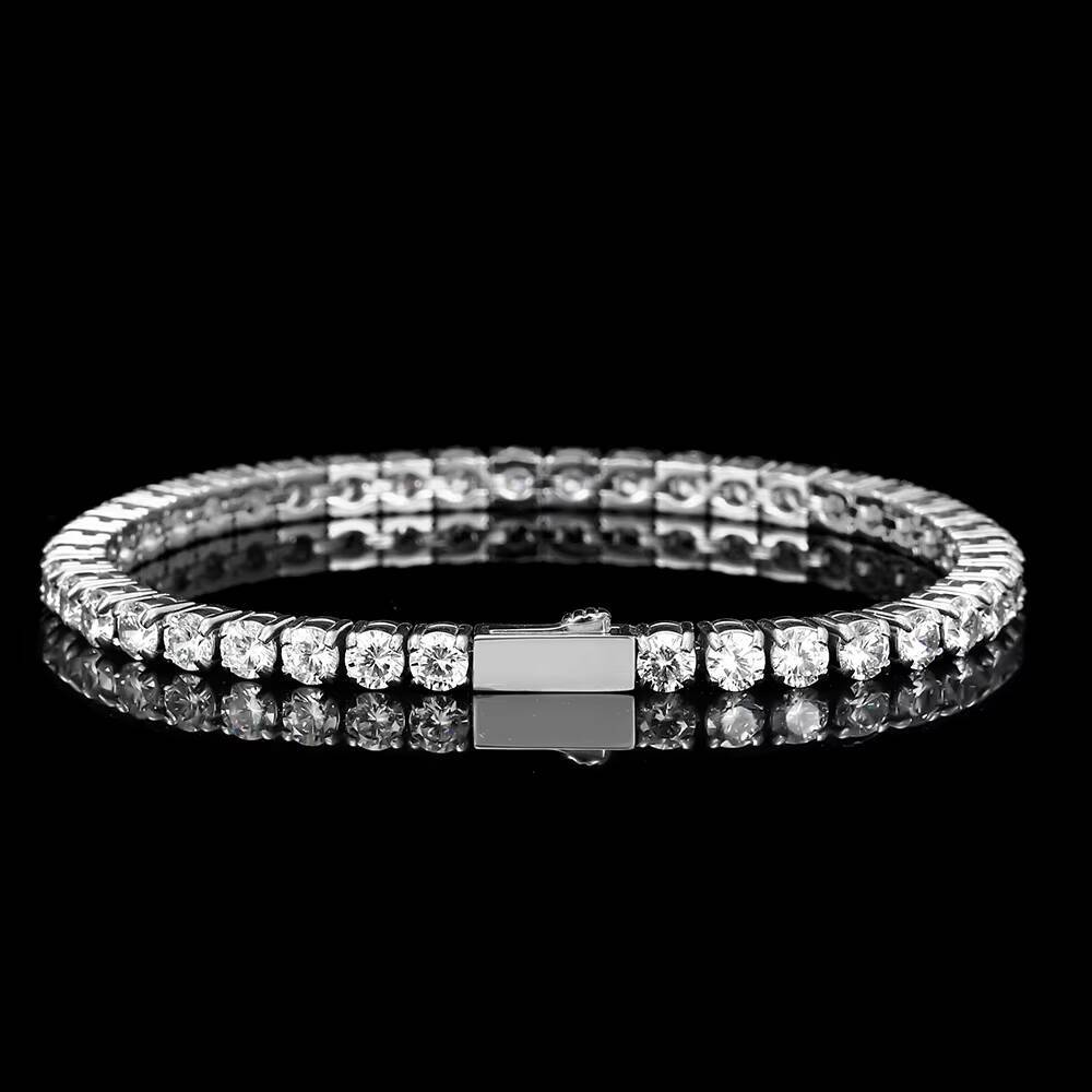 NUOYA Silver Gold Plated Iced Out Diamond Tennis Chain Necklace Waterproof Stainless Steel VVS Moissanite Tennis Chain for Women