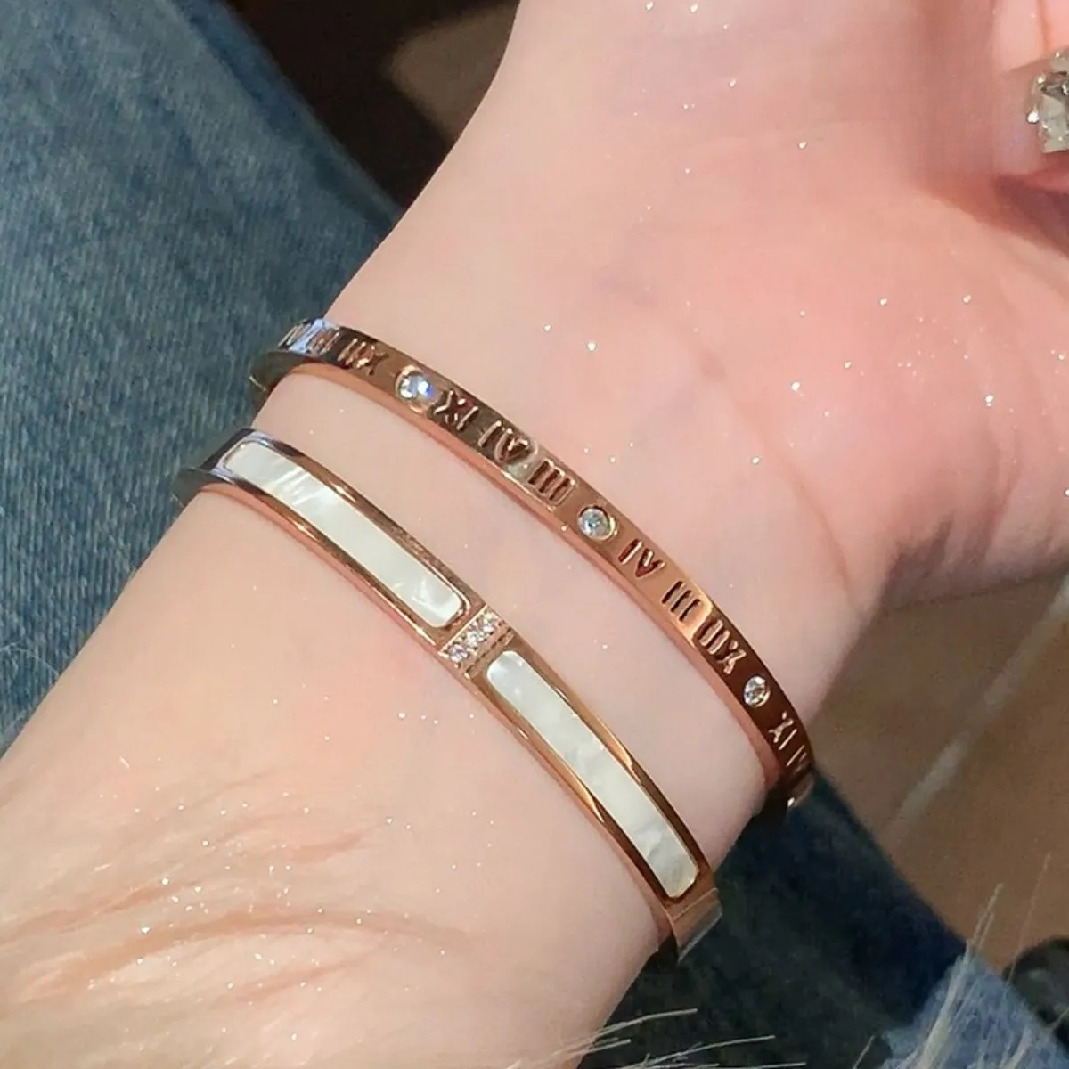 Titanium Steel Diamond Zircon Snake Bone Rose Gold White Fritillaria Bangle Wedding Valentine's Day Gift Original Jewelry Designer Bracelet