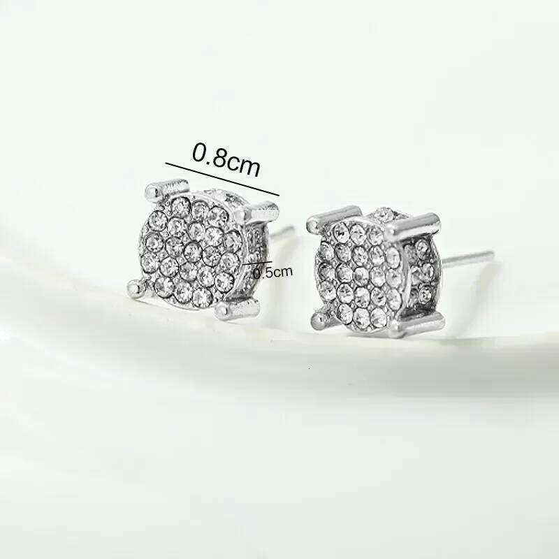 Valentine's Day Gold Silver Color Round Ear Studs for Women/Men Fashion 4 Claw Shiny Rhinestone Stud Earrings Punk Luxury Design Jew 26H0115