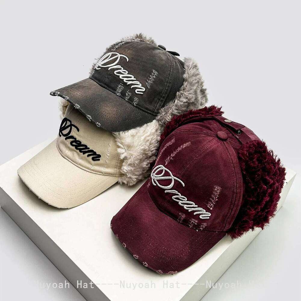 New Men Women Broken Style Letter Embroidery Baseball Hats Sunshade Distress Warm Outdoor Bomber Caps Versatile Fashion Retro Y260115