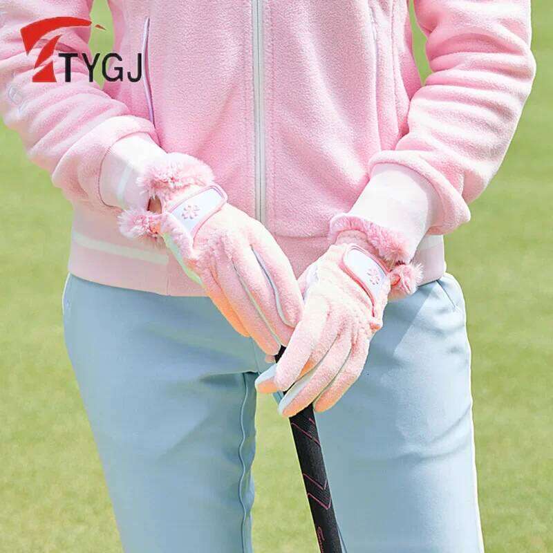 TTYGJ Autumn and Winter Golf Women with Thickened Plush Warm Gloves for Both Hands Anti-slip Sports Mittens Cycling Y260115