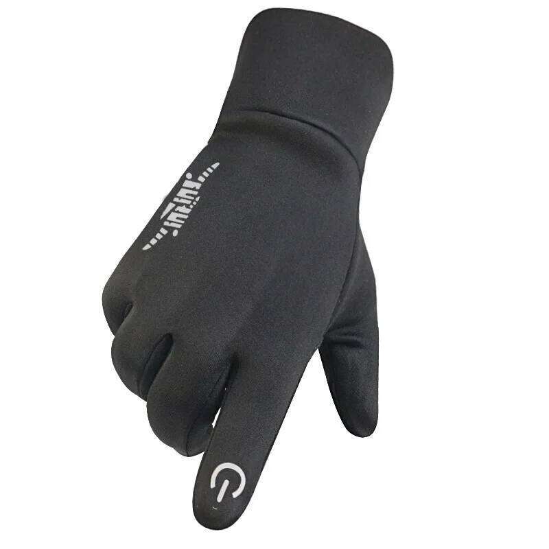 Black Winter Warm Full Fingers Waterproof Cycling Outdoor Sports Running Motorcycle Ski Touch Screen Fleece Gloves Y260115