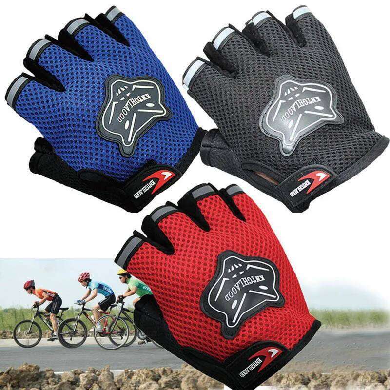 Adult And Kids Bike Half Finger Breathable Anti-slip Sports Riding Cycling Sporting Gloves For Sport One size Y260115