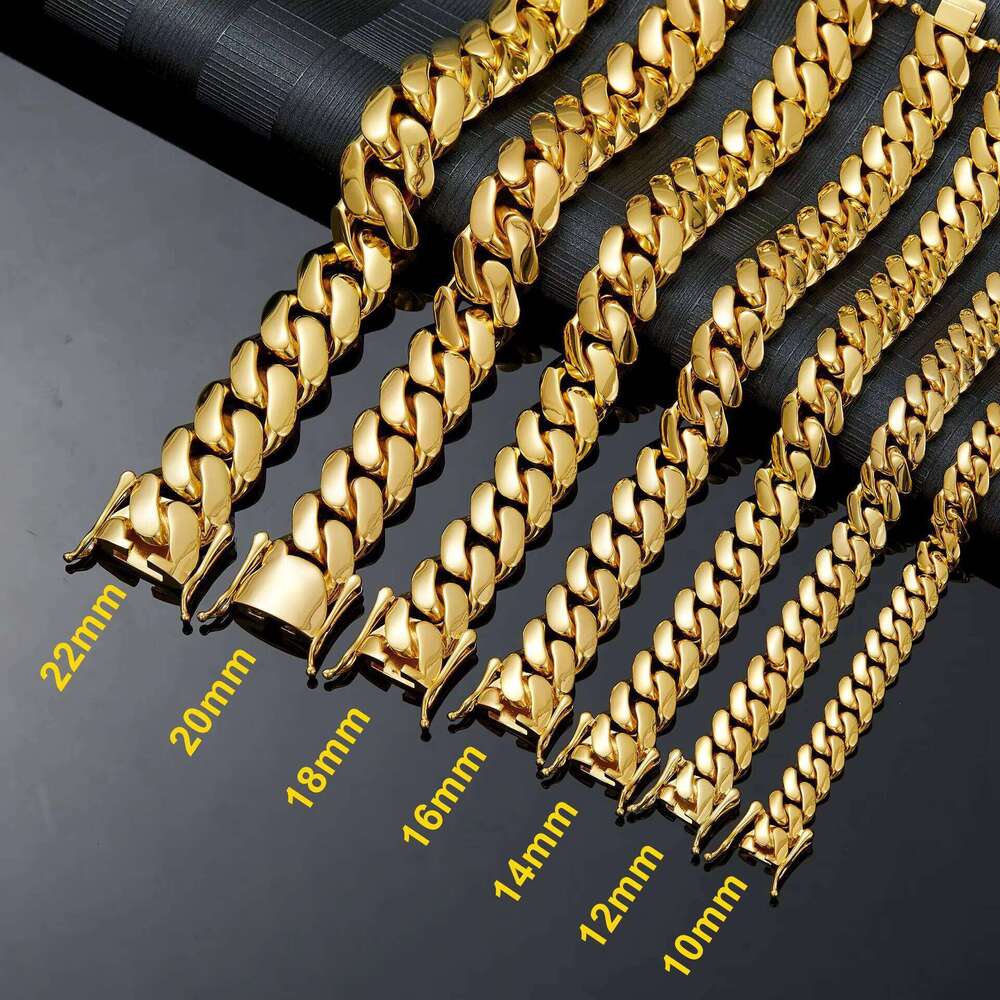High quality S925 necklace 10MM-22MM Miami Cuban necklace Hip hip chain gold-plated antioxidant fashion for both men and women