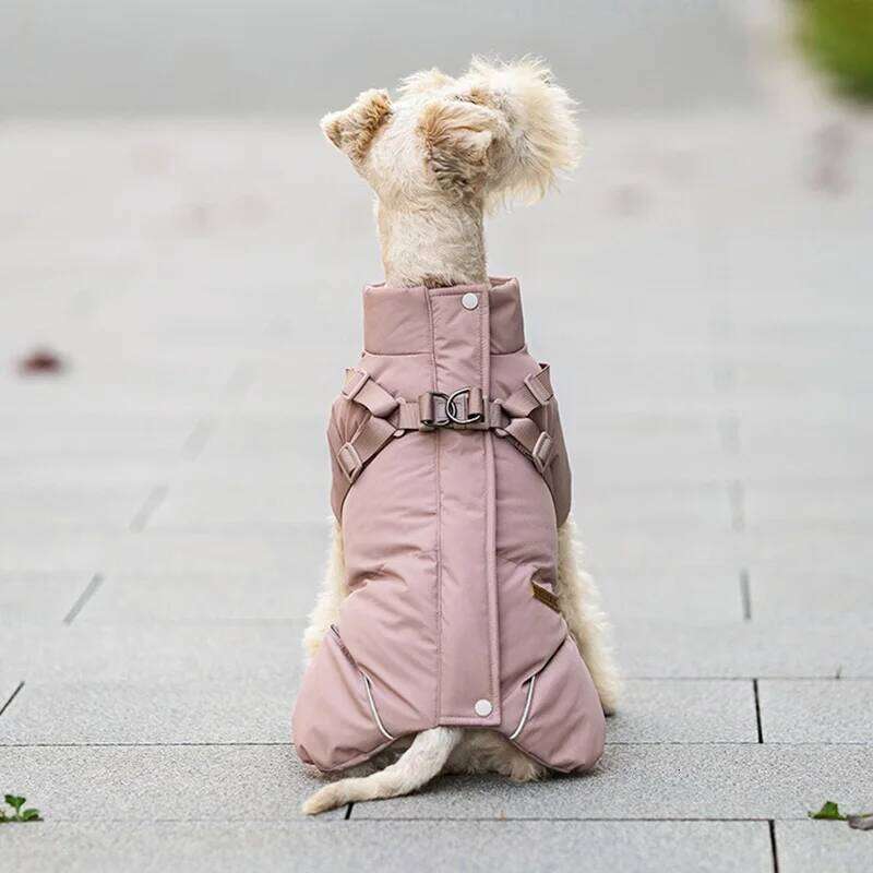 Famous brand Cotton Clothing Pet Keeping Warm Clothes for Autumn Winter High Necked Dog Stormcoat With Reflective Tape Waterproof Coat pupakaIK