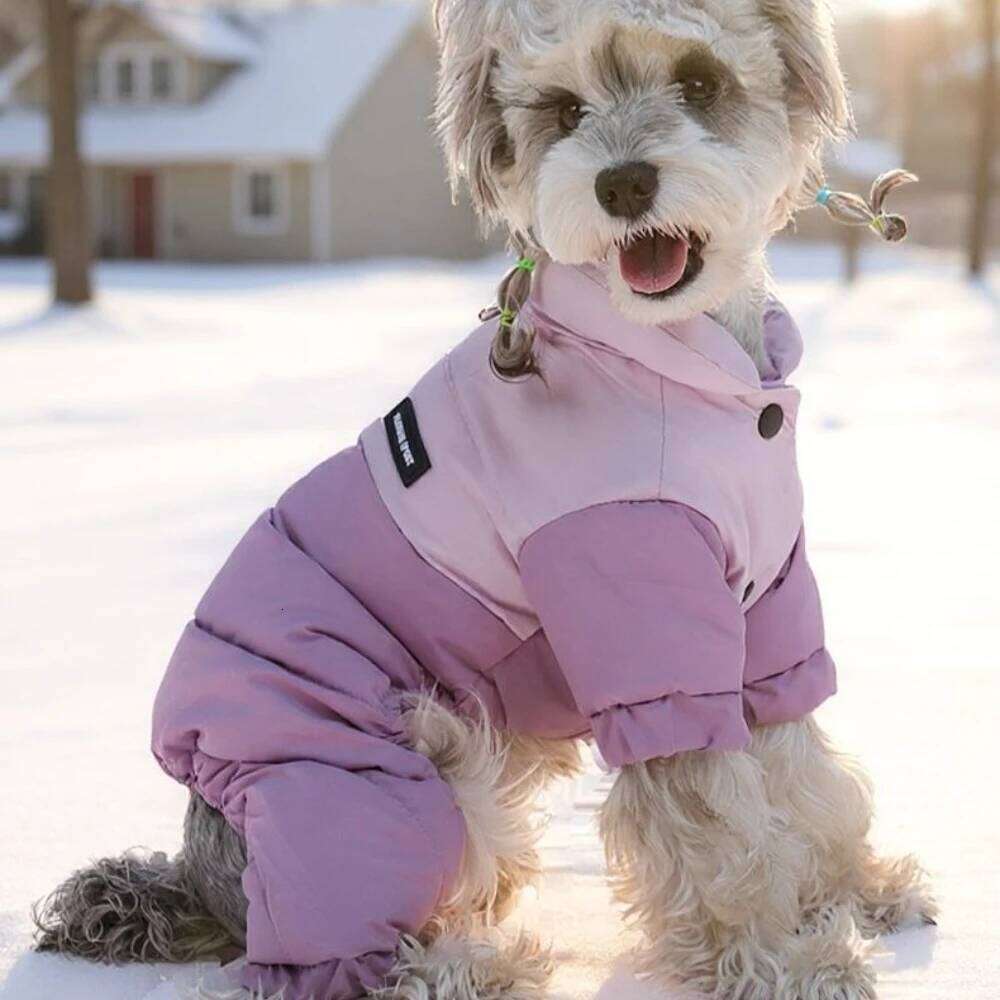 Famous brand Winter Clothing Coldproof Pet Cotton Clothes Waterproof Outdoor Teddy Bear Four legged Warm Coat for Cold Weather Protection pupakaIK