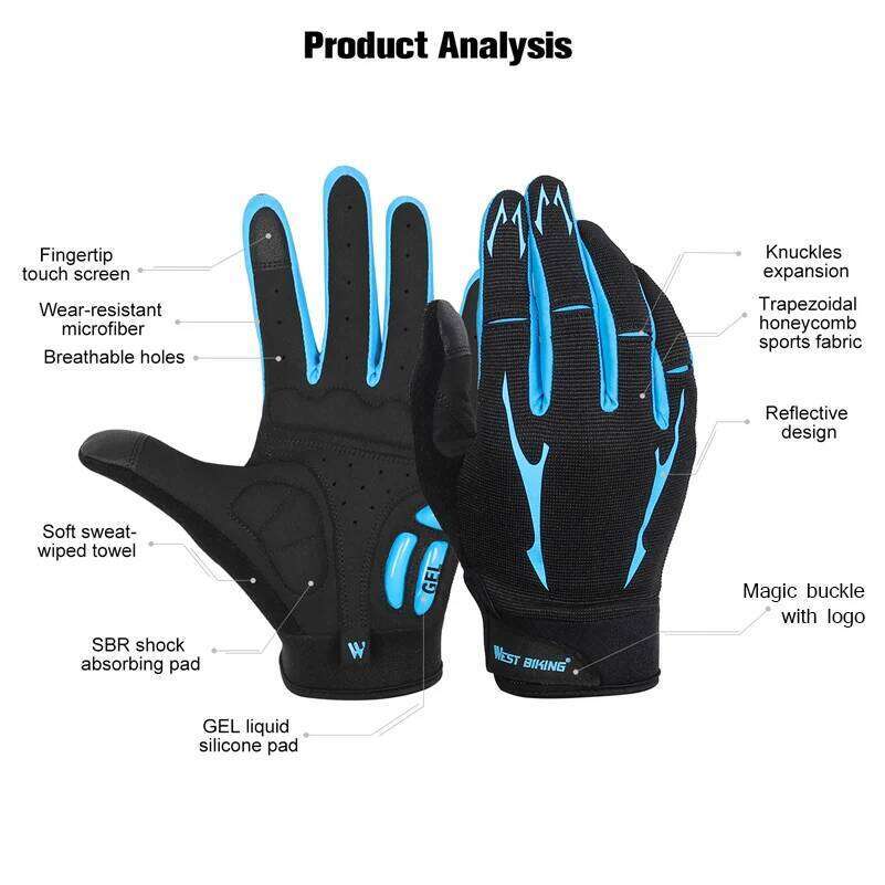 WEST BIKING Breathable Cycling GEL Silicone Liquid Palm Non-slip Sports Full Finger MTB Enduro Touch Screen Gloves Summer Y260115