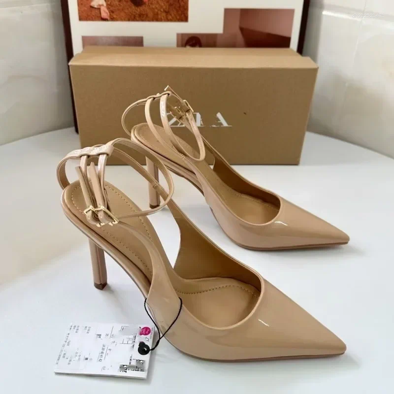 Dress Shoes Sexy Pointed Toe High Heels Women's Spring Arrival Backless Thin Heel Sandals Minimalist Rubber Sole Pure Color