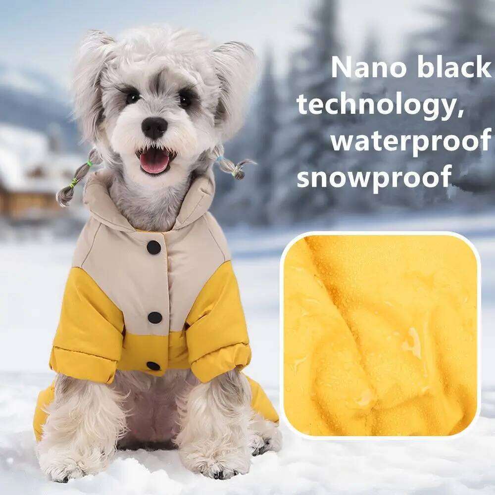 Famous brand Winter Clothing Coldproof Pet Cotton Clothes Waterproof Outdoor Teddy Bear Four legged Warm Coat for Cold Weather Protection pupakaIK