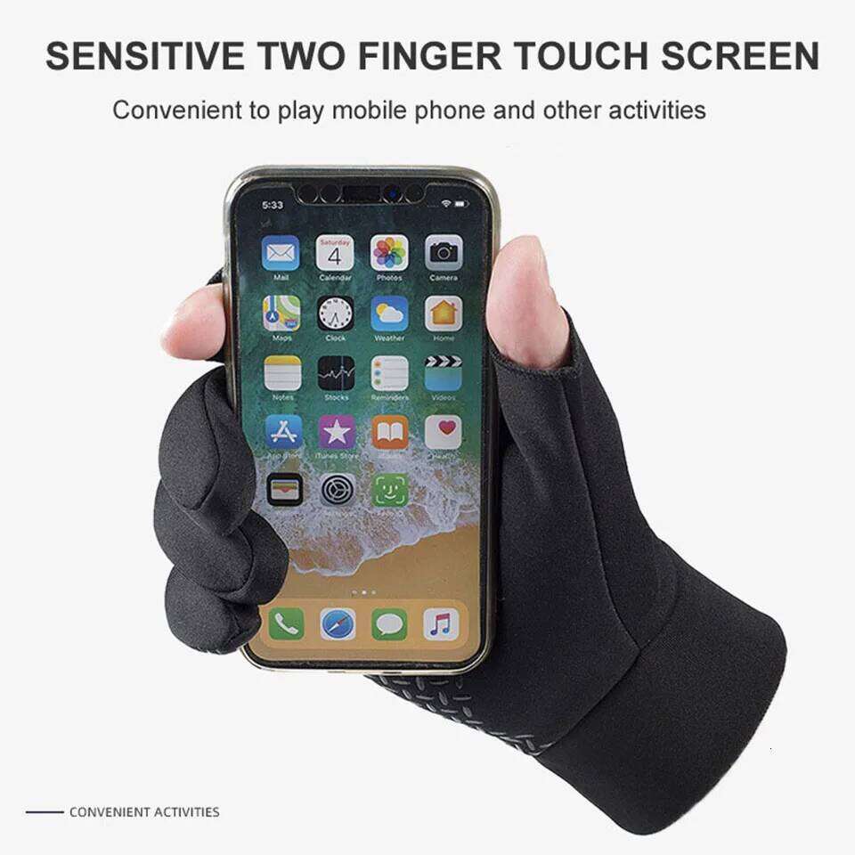 GTUBIKE Winter Men's Women Cycling Warm Anti-Slip Gloves for Fishing Sports Touch Screen Two Fingers Cut Y260115