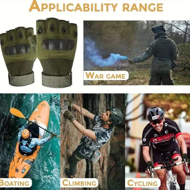 Tactical Fingerless Gloves for Motorbike Motorcycle Suitable Cycling Hiking Hunting Non-Slip,GlovesRock Climbing Y260115