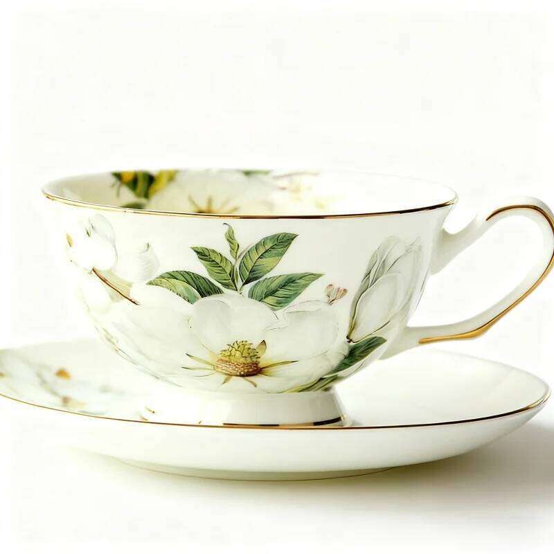 Ceramic teacup, European bone china coffee afternoon set, creative English black tea cup, pastoral style water cup