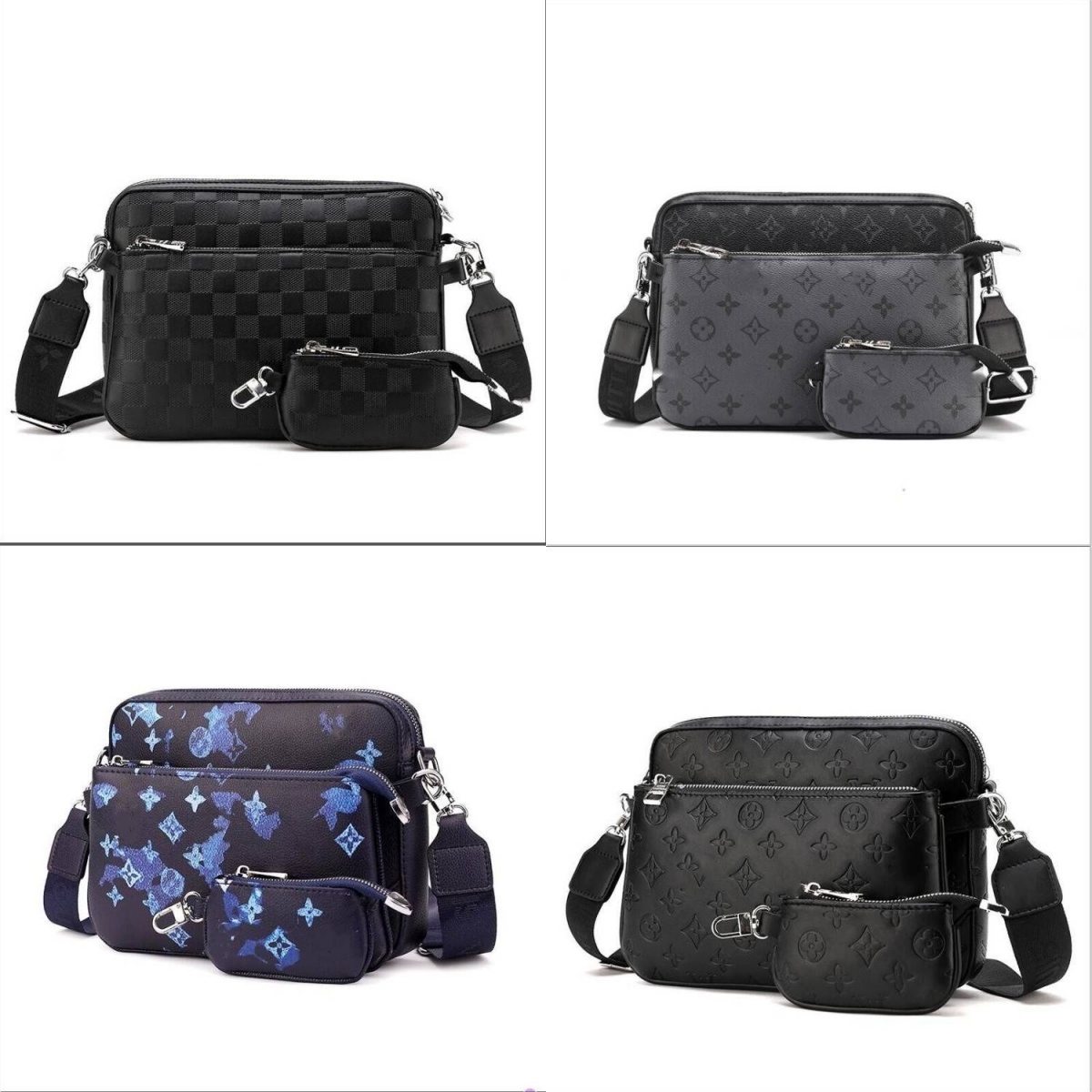 Designer messenger bag Sleek shoulder bag Versatile crossbody bag Monogram 3-Piece Bag Set Commuter bag detachable pouch shoulder strap Men's bag