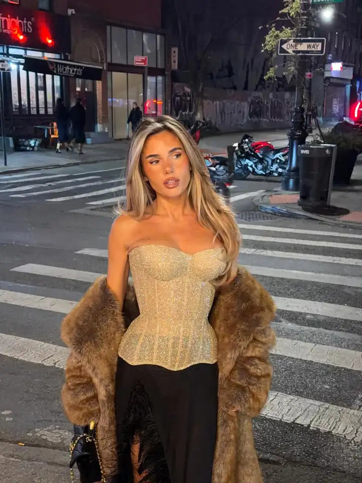 Glitter Sequins Silk Fishbone Slim Corset Women Sexy Strapless Backless Party Club Tank Crop Tops Shiny Vests Strap Top 260116